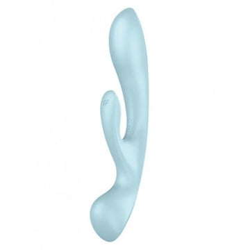 Satisfyer Triple Oh Vibrator in light blue for simultaneous G-spot and clitoral stimulation