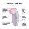 Satisfyer Tropical Tip mini vibrator with lavender silicone and pink precise stimulation tip