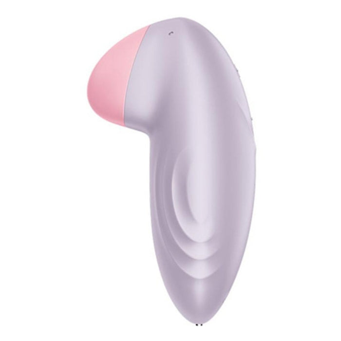 Satisfyer Tropical Tip mini vibrator with lavender silicone and pink rounded tip