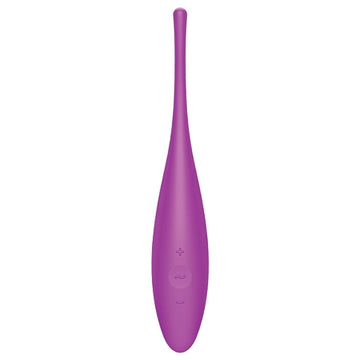 The Satisfyer Twirling Joy with its sporty, casual design is here to stimulate you and all your hot spots: With the narrow, rounded tip and extremely powerful vibrations, it’s perfect for both nipple and clitoral stimulation. You can also massage other erogenous zones such as the labia with this tantalizing vibrator.8 programs, which are composed of 5 intensities and can be controlled with the intuitive control panel using the plus and minus buttons.