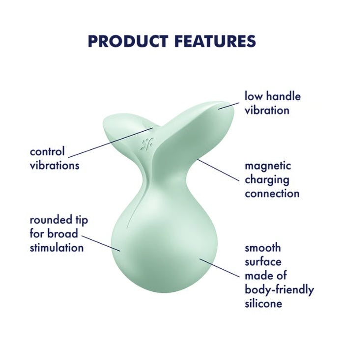Satisfyer Viva la Vulva 3 mint vibrating massager in medical-grade silicone