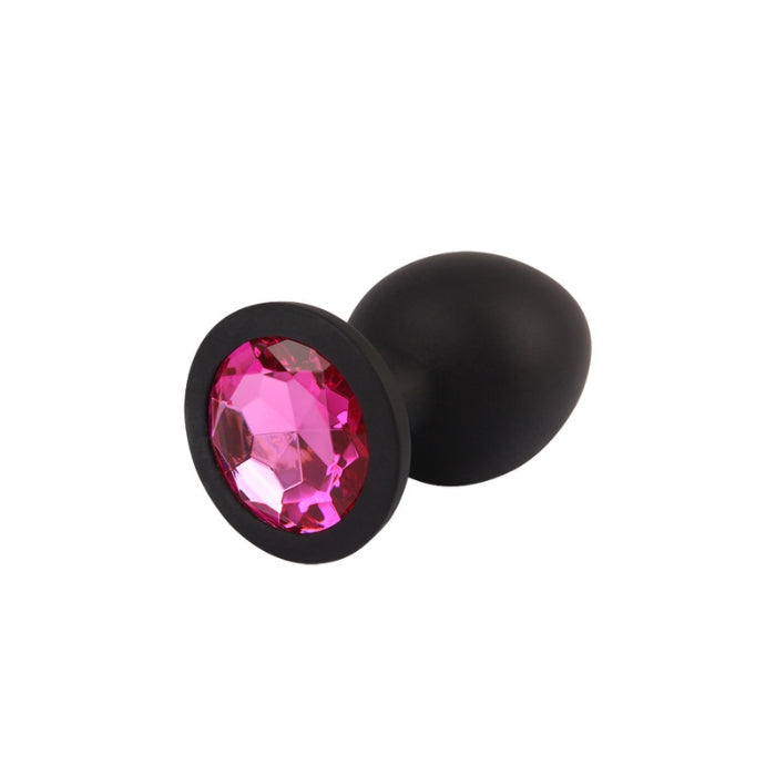 Senuelo Booty Fantasy Gem Anal Plug - Large black silicone with pink gem