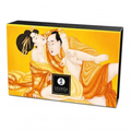 Shunga edible massage powder mango: yellow box with figures on orange background