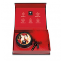 Shunga strawberry edible massage powder in black pot with gold red Asian couple lid