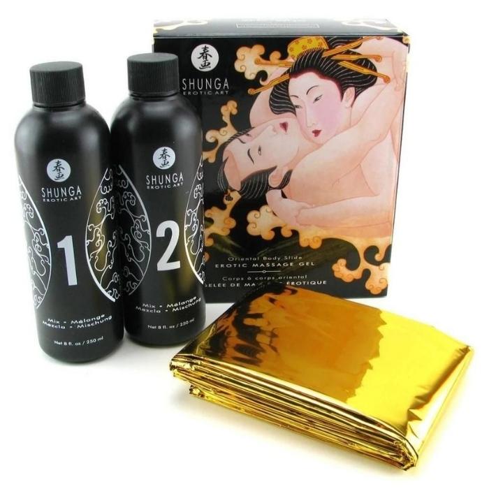 Shunga Secret Collection Melon Mango Massage Oil, a delightful and seductive addition to your intimate moments. This collection includes two bottles of massage oil, each containing 250 ml of pure pleasure.   • Makes 4L of jelly • Waterproof cover included • Detailed instructions