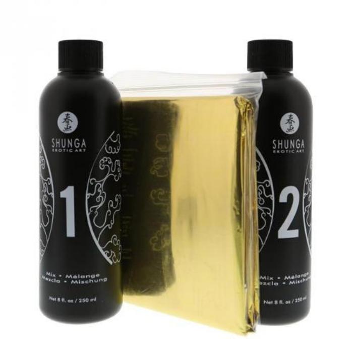 Shunga Secret Collection Melon Mango Massage Oil, a delightful and seductive addition to your intimate moments. This collection includes two bottles of massage oil, each containing 250 ml of pure pleasure.   • Makes 4L of jelly • Waterproof cover included • Detailed instructions