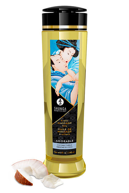 Shunga Seduction coconut massage oil 240ml bottle at Lady Jane adult shop
