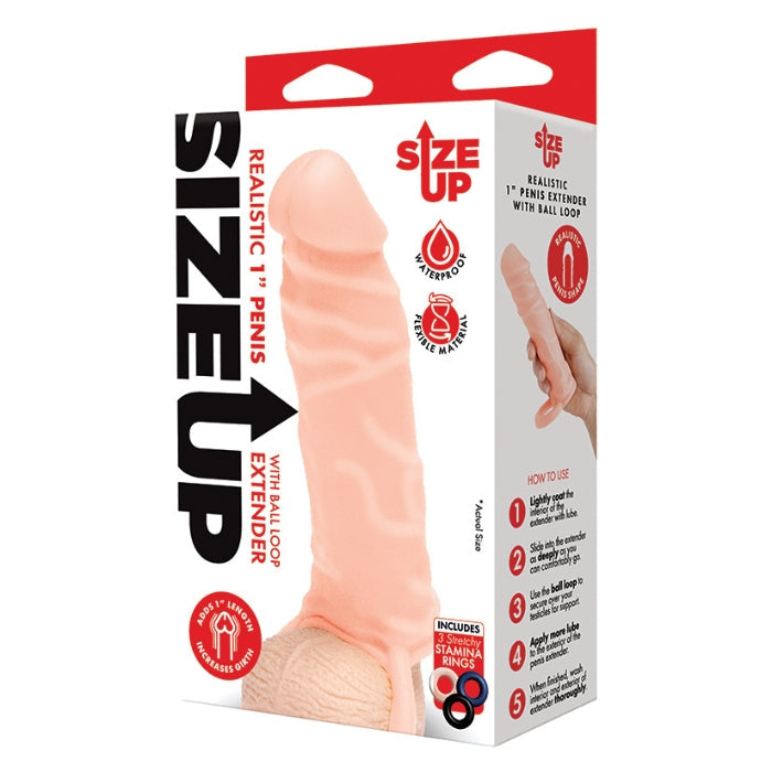 Lady Jane Adult Sex Shop | Size Up Realistic 1inch Penis Sleeve - Light