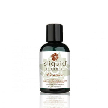 Sliquid Oceanics Aqua water-based lubricant in dark green bottle