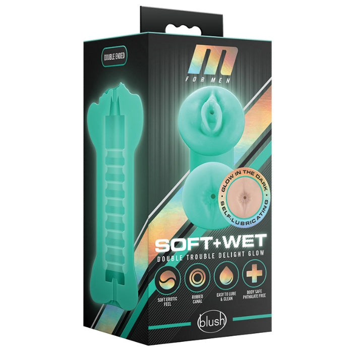 Lady Jane Adult Sex Shop | Soft & Wet Double Trouble Masturbator - Light Glow in the Dark