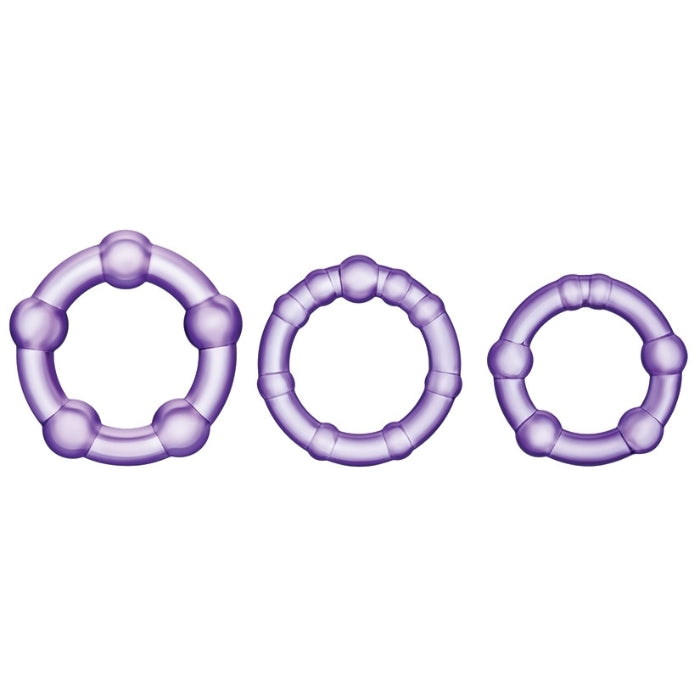 Lady Jane Adult Sex Shop | Stay Hard Beaded Cock Ring Set - Purple (3)