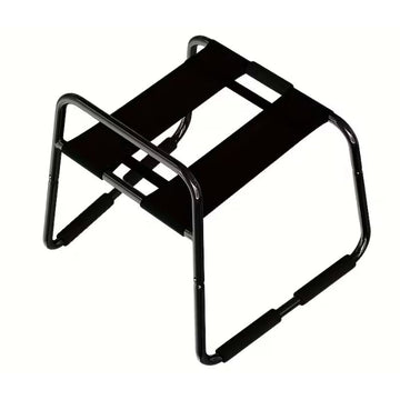 Sturdy steel frame elastic sex chair with padded black straps