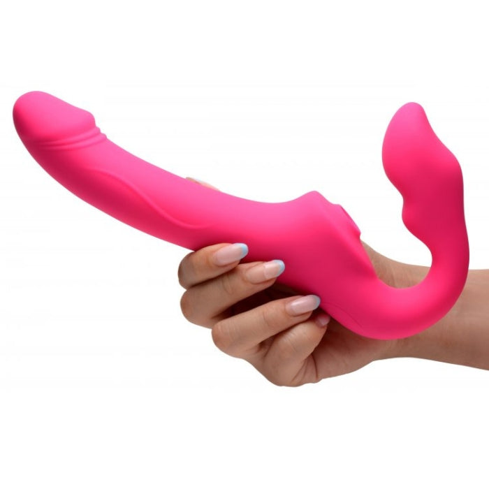 Lady Jane Adult Sex Shop | Strap U Licking & Vibrating Strapless Strap On Pink