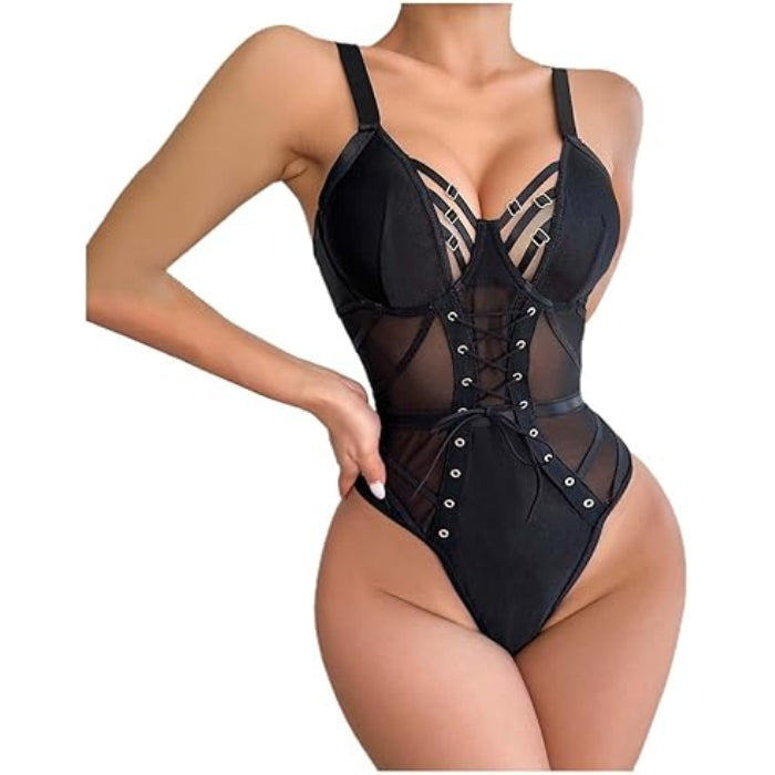 Lady Jane Adult Sex Shop | Stunning Strappy Detailed Teddy - Black M