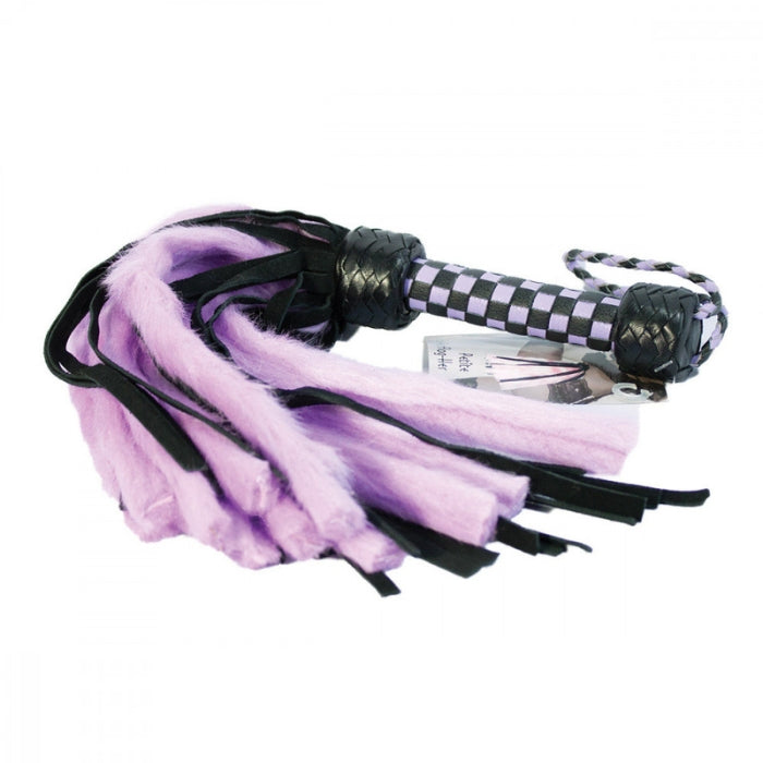 Suede and Fluff Mini Flogger - Purple/Black