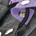 Suspender Strap On Harness with 7 inch Dillio - Pop b uttons to easily change the O-ring size.