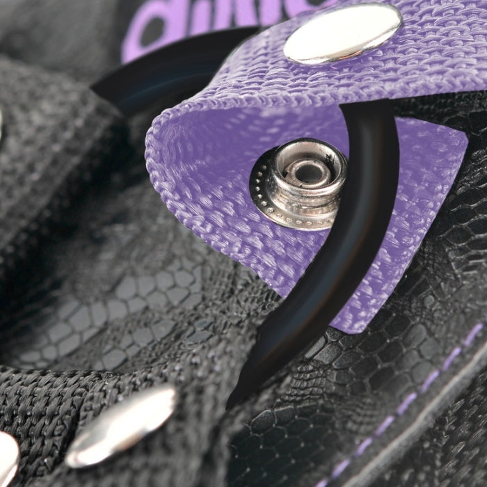 Suspender Strap On Harness with 7 inch Dillio - Pop b uttons to easily change the O-ring size.