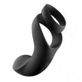 Black silicone cock ring with curved ergonomic design and two interlocking loops vibrating double cock ring by svakom