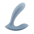 Svakom Erica small dusty blue dual stimulation vibrator with curved ridges