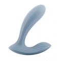 Svakom Erica small dusty blue dual stimulation vibrator with curved ridges