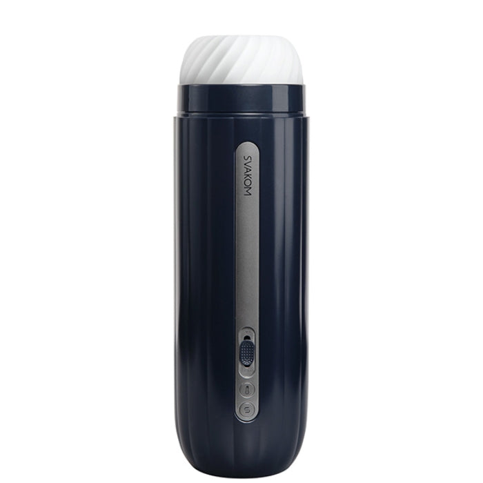 Svakom Hanne Neo interactive penis masturbator in navy blue with white textured cap