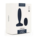 Navy blue Svakom Jordan beginner friendly anal vibrator with ribbed shaft and oval app-controlled remote