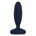 Navy blue silicone svakom jordan beginner friendly anal plug with textured twisted surface and circular button base