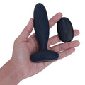 Black silicone svakom jordan beginner friendly anal plug with thrusting and vibrating oval-shaped controller