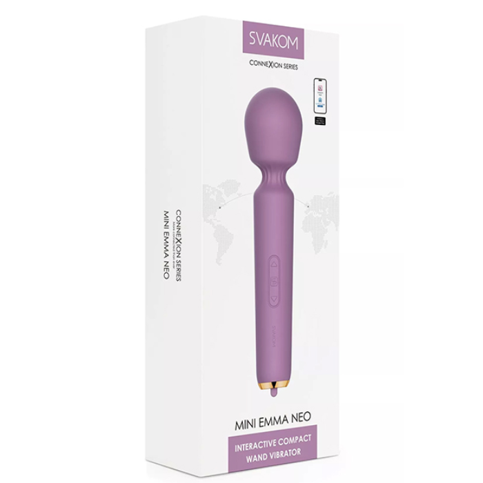 Svakom Mini Emma Neo compact wand vibrator with purple smooth head and gold tip
