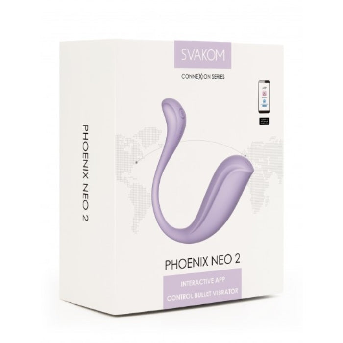 Lilac Svakom Phoenix Neo 2 egg vibrator with sleek curves and added texture