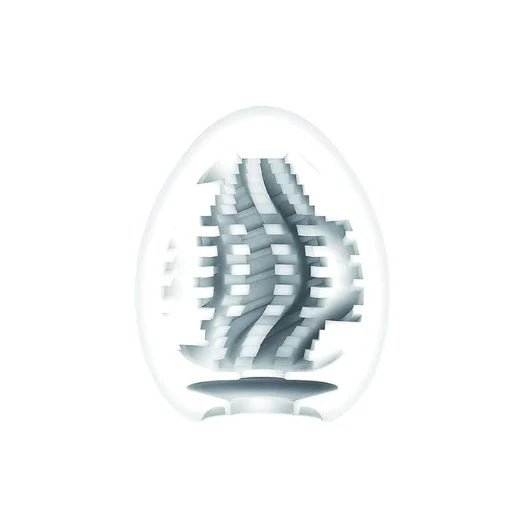 White and silver patterned tenga egg easy beat tornado adult toy with spiral interior and body safe elastomer finish