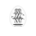 Transparent egg-shaped tenga egg stronger device with interlocking toothed components made of body-safe elastomer