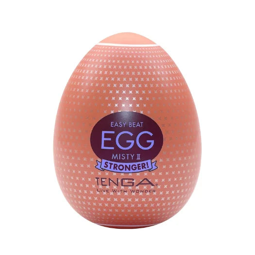 Peach-colored tenga egg stronger misty ii with textured body-safe elastomer surface for lady jane adult shop use