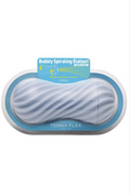 Tenga Flex Bubby Blue with flexible outer shell and swirling ribbed texture
