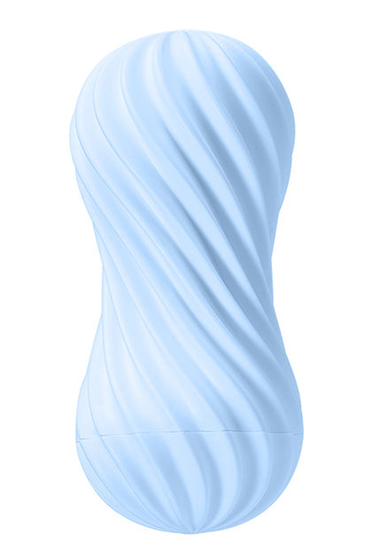 Tenga Flex Bubby Blue ribbed silicone toy with flexible outer shell