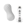 Tenga Flex Silky White silicone masturbator with ribbed texture