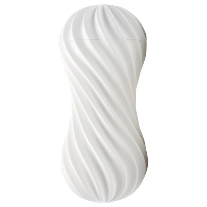 Tenga Flex Silky White swirled plastic toy with glossy ergonomic contours