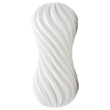 Tenga Flex Silky White swirled plastic toy with glossy ergonomic contours