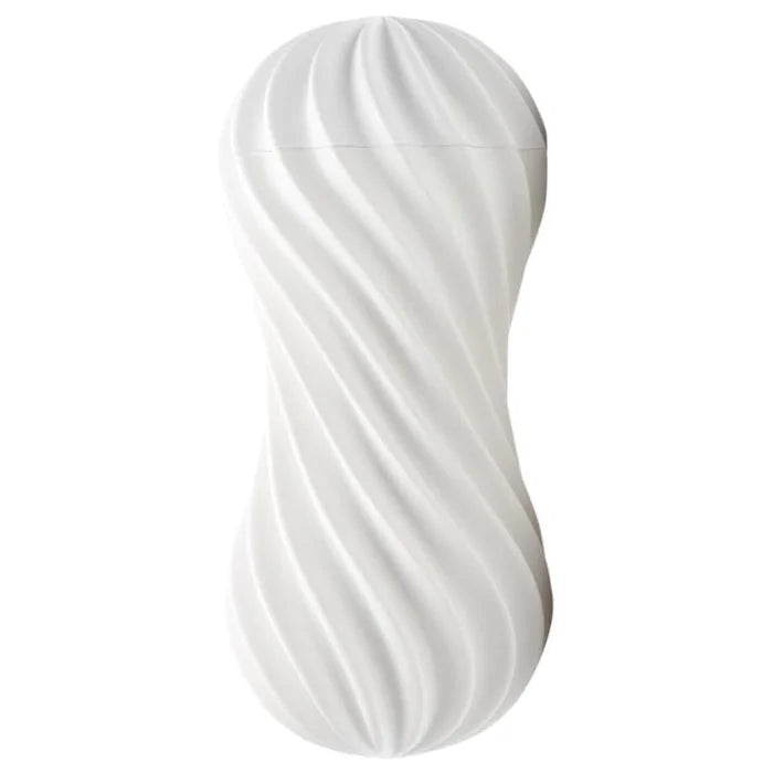 Tenga Flex Silky White swirled plastic toy with glossy ergonomic contours