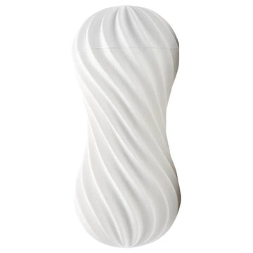 Tenga Flex Silky White swirled plastic toy with glossy ergonomic contours