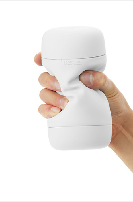 Tenga Puffy Sugar white stress ball with smooth contours and logo