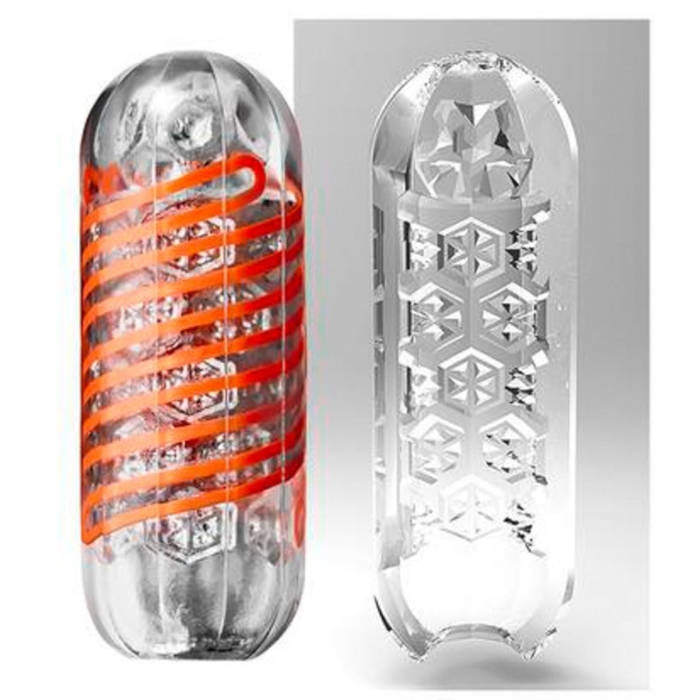An all-new internal coil makes the SPINNER twist as you insert, sending unbelievable sensations with each stroke! Enjoy a unique sensation like none other. Transparent, reusable masturbator with an integrated coil that causes the masturbator to twist during penetration (Internal Coil Mechanism). The pleasure tunnel has a pronounced texture inside.
