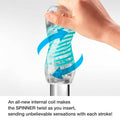 An all-new internal coil makes the Spinner twist as you insert, sending unbelievable sensations with each stroke! Enjoy a unique sensation like none other. Transparent, reusable masturbator with an integrated coil that causes the masturbator to twist during penetration (Internal Coil Mechanism). The pleasure tunnel has a pronounced texture inside.