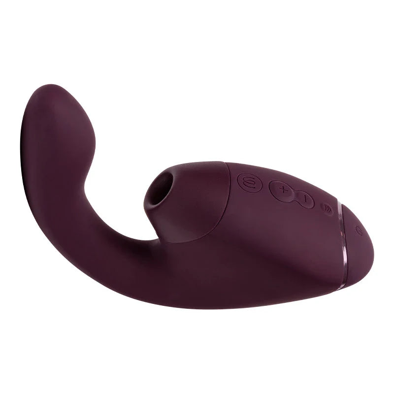 Womanizer Next Duo Dark Purple with pleasure air technology curved handle
