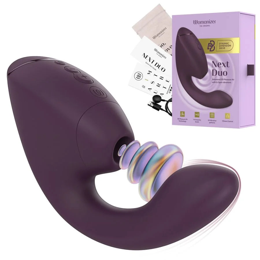 Womanizer Next Duo Dark Purple with pleasure air technology vibrating head
