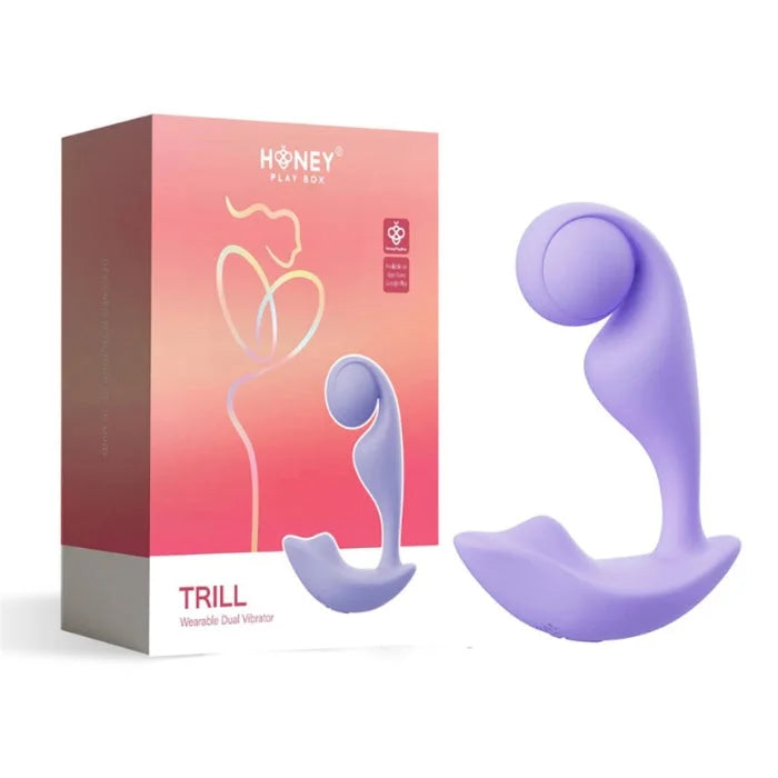 Purple silicone wearable single ball dual vibrator from honey play box with body responsive pressure sensing and vibration modes