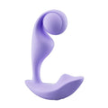 A sleek lavender silicone trill wearable single ball dual vibrator with curved design and body responsive vibration modes