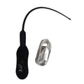 Black silicone vibrating urethral plug sound with curved shaft and USB cable