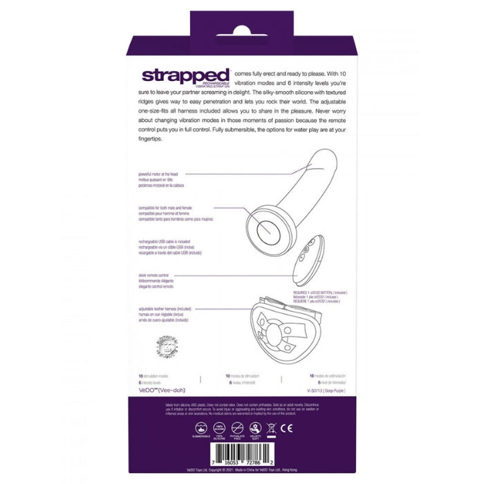 Lady Jane Adult Sex Shop | VeDO Strapped Vibrating Strap On Purple