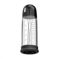 VeDO vibrating penis pump with black and transparent cylinder, power button top cap, and rechargeable vacuum force